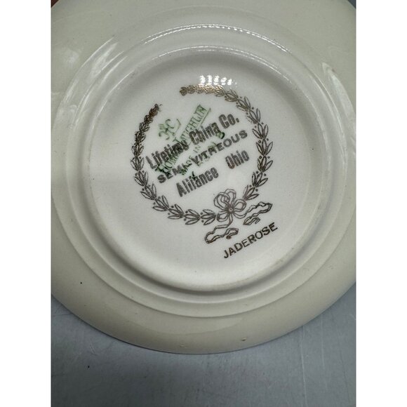 Jade Rose Crooksville Magnolia Green Trimmed Porcelain Bread Plates Set 2 READ - Picture 11 of 13